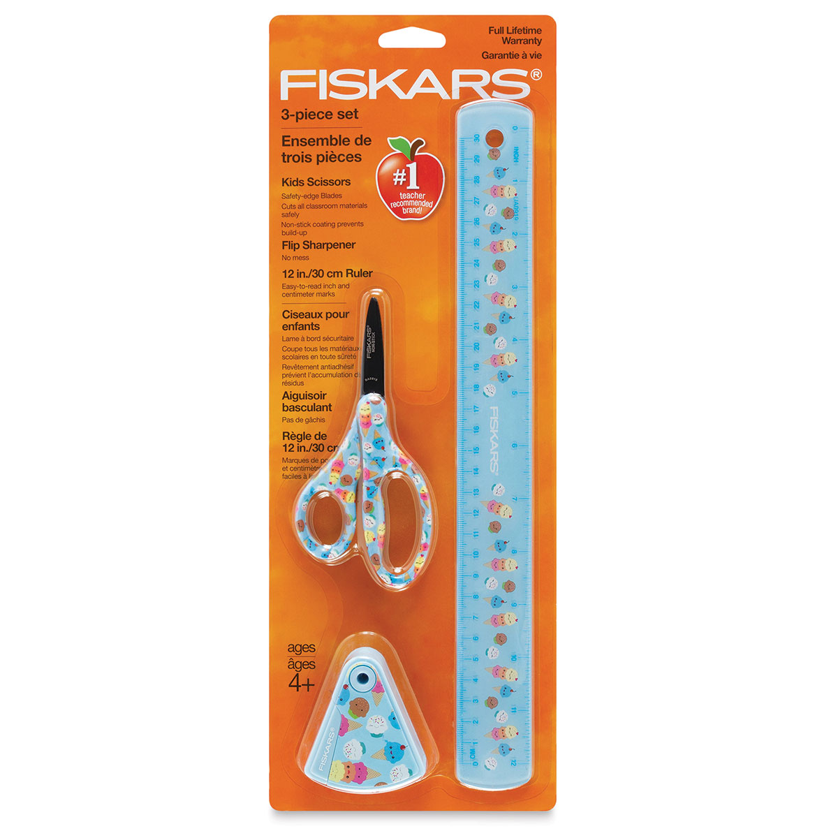 Fiskars Designer Child 3-Piece Set, 5 Scissors, 12 Ruler and Sharpener