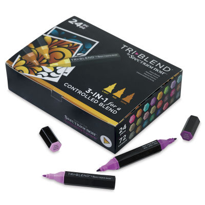 Spectrum Noir TriBlend Markers - 24 pc Deep Blend package shown with one marker out and open