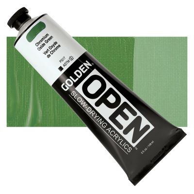 Golden Open Acrylics - Chromium Oxide Green, 5 oz, Tube with Swatch