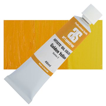 Open in modal - Art Spectrum Artists' Oil Paint - Golden Yellow, 40 ml tube and swatch