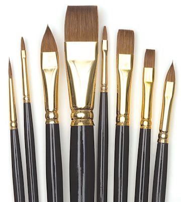 Open in modal - John Howard Sanden Brush Sets - 8 Pc Starter Set, assorted styles of Red Sable brushes
