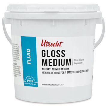 Open in modal - New look! Same formula - Utrecht Artists' Acrylic Fluid Medium - Gloss Medium, 128 oz