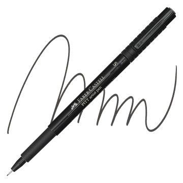 Faber-Castell Pitt Artist Pen - Black, Super Fine Nib pen and swatch