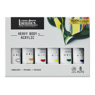 Liquitex Professional Heavy Body Acrylic Paints - Landscape, Set of 6, Assorted Colors, 59 ml tubes (Front of packaging)