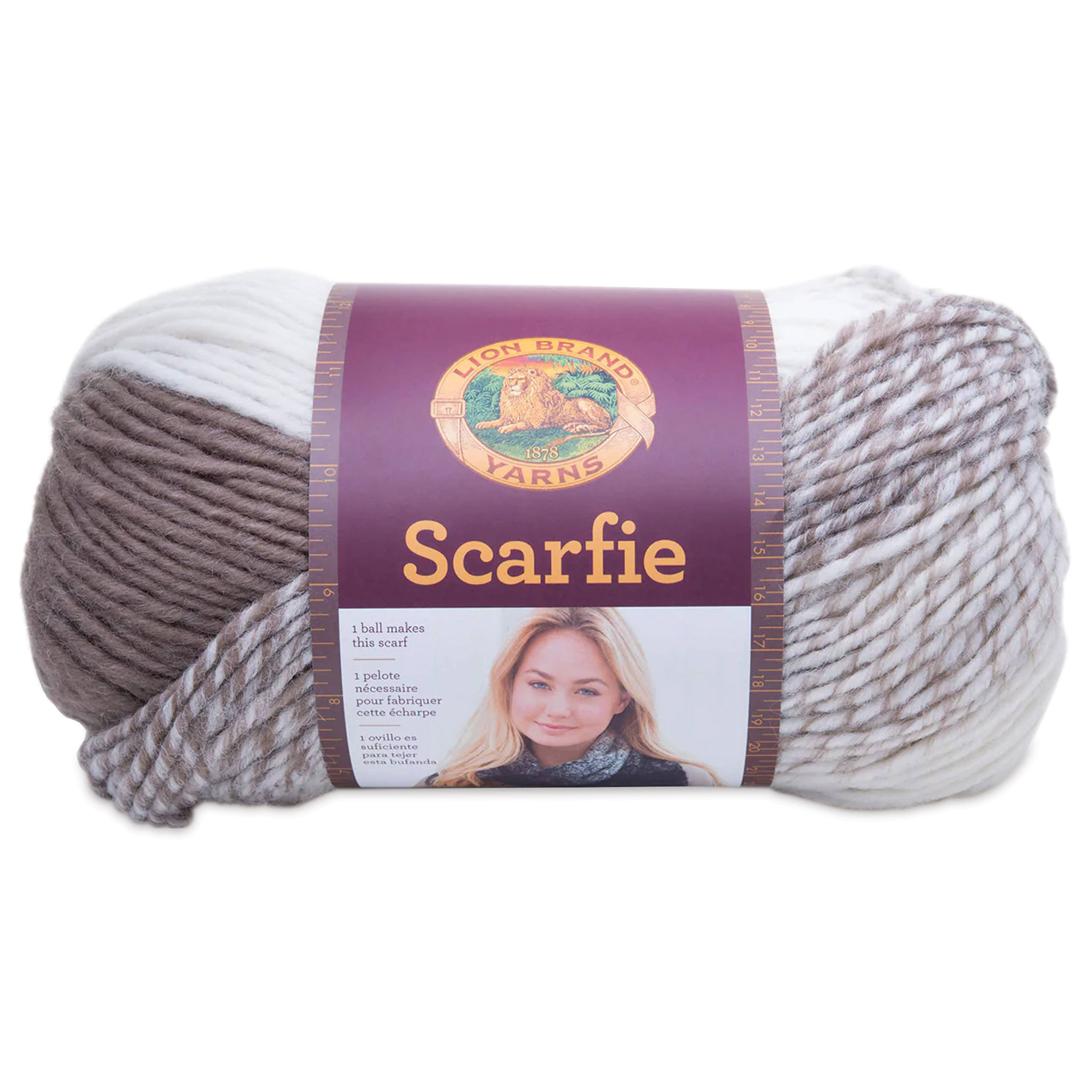 Lion Brand Scarfie Yarn - Cream Teal