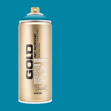 Open in modal - Montana Gold Acrylic Professional Spray Paint - Aqua, 400 ml (Spray can with color swatch)