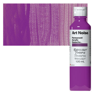 Tri-Art Art Noise Permanent Acrylic Gouache - Brilliant Purple, 120 ml, Bottle with swatch