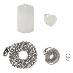 ImpressArt Stamp It Yourself (SIY) Dog Tag and Heart Necklace Kit (Kit contents)