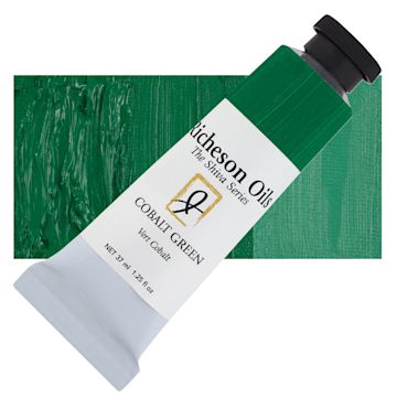 Open in modal - Shiva Signature Artist Oil Color - Cobalt Green, 37 ml Tube and swatch