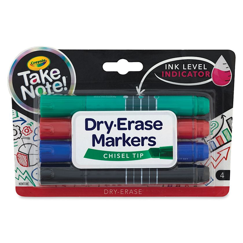 Crayola Take Note DryErase Markers Assorted Colors, Chisel Tip, Set
