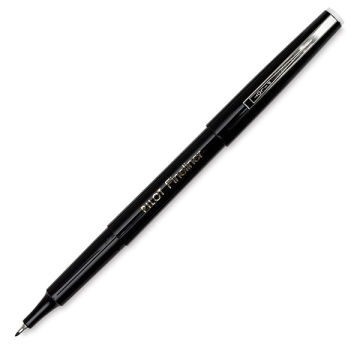 Pilot Fineliner Pens - Angled black Fineliner Pen shown uncapped