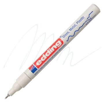 Open in modal - Edding Gloss Paint Marker - White, Round Nib, 0.8 mm, swatch and marker