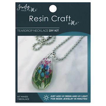 Open in modal - Jewelry Made By Me Resin Craft Mini DIY Kit - Teardrop Pendant Necklace - front of packaging
