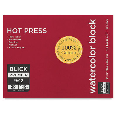 Blick Premier Watercolor Block - 9" x 12", Hot Press, 140 lb, 20 Sheets