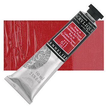 Open in modal - Sennelier Extra-Fine Artist Acrylique - Cadmium Red Purple, 60 ml tube and swatch