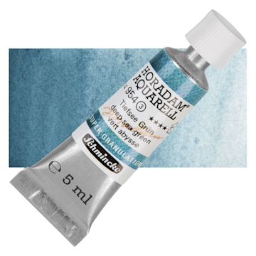 Open in modal - Schmincke Horadam Aquarell Watercolor - Deep Sea Green, 5 ml tube and swatch