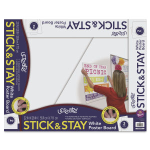 Pacon UCreate Stick & Stay White Posterboard - Pkg of 2, 22" x 28"