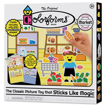 Colorforms Cling Vinyl Play Set - Market Picture, front of the packaging
