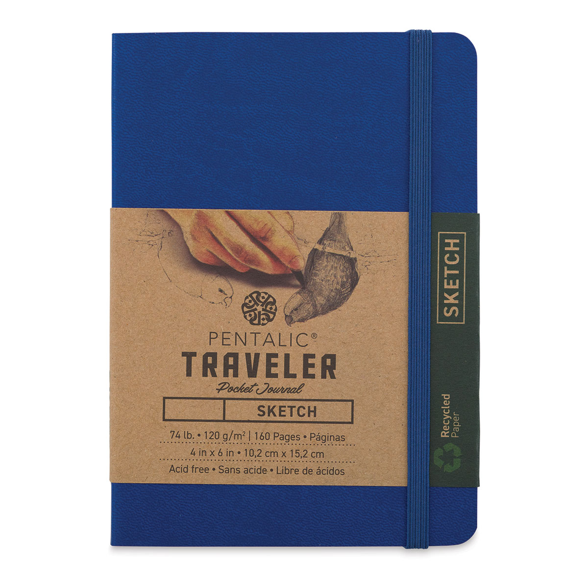 Pentalic Recycled Traveler's Sketchbook - 5-7/8 inch x 4-1/8 inch, Metallic Gold