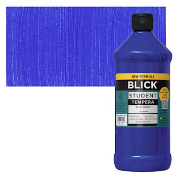 Open in modal - Blick Student Tempera Paint - Blue, 32 oz bottle and swatch