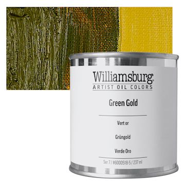 Open in modal - Williamsburg Handmade Oil Paint - Green Gold, 8 oz can and swatch
