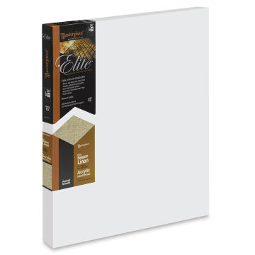 Masterpiece Elite Portrait Smooth Linen Canvas - Left angled view with label
