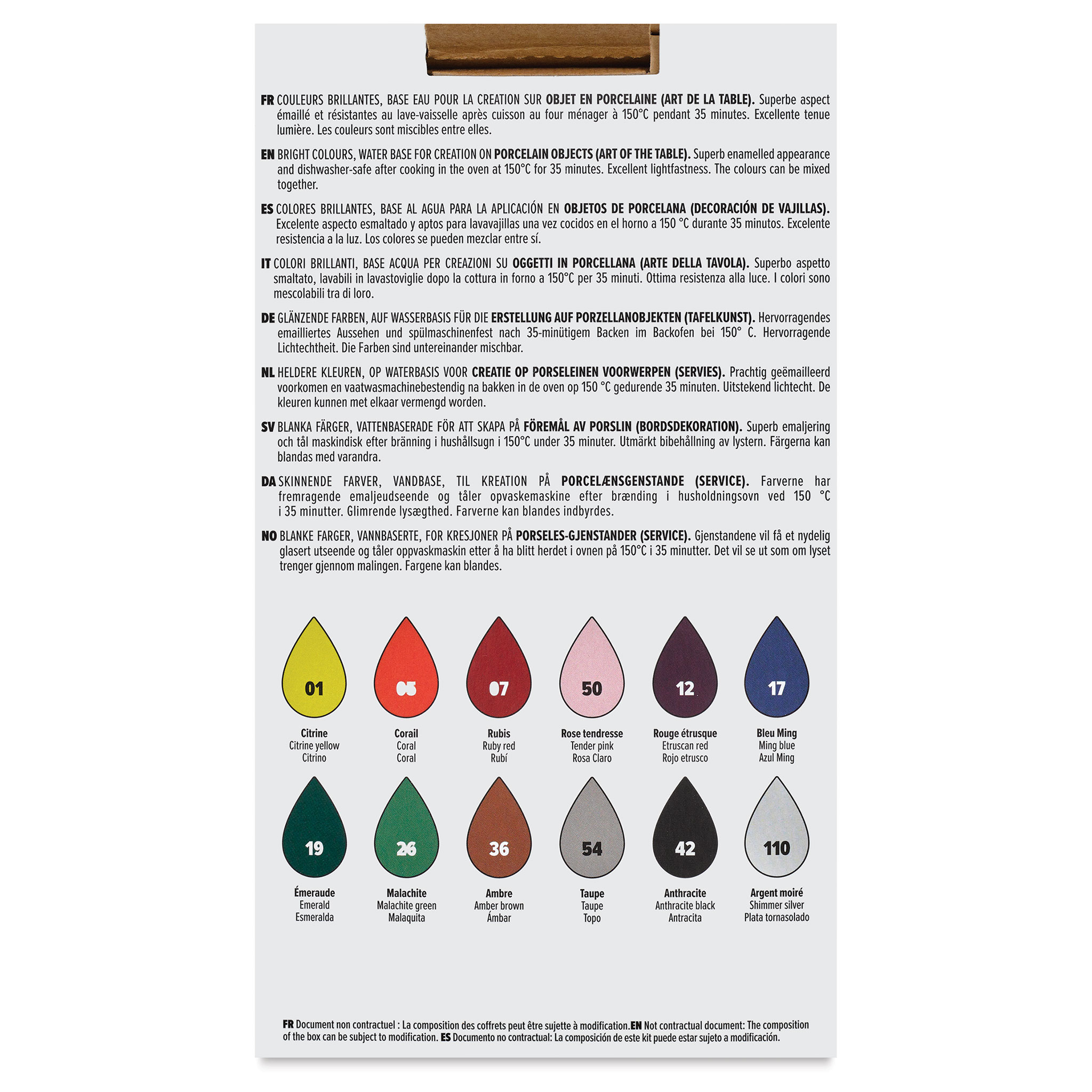 Pebeo Porcelaine 150 Paints - Exploration Set 2, Set of 12, 20 ml