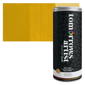 Open in modal - Tomorrow's Artist Eco-Friendly Heavy Body Acrylic Paint - Victoria Sunset, 1 L jar and swatch