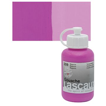 Open in modal - Lascaux Acrylic Gouache - Magenta, 85 ml bottle and swatch