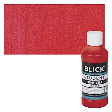 Open in modal - Blick Original Formula Student Tempera Paint - Red, 8 oz bottle and swatch
