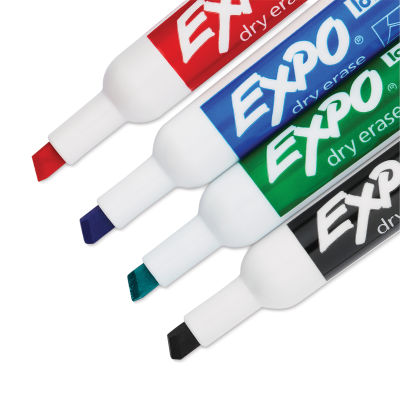 Expo Dry Erase Low Odor Markers - Chisel Tip, Assorted, Boxed Set of 4 (set contents with caps off)