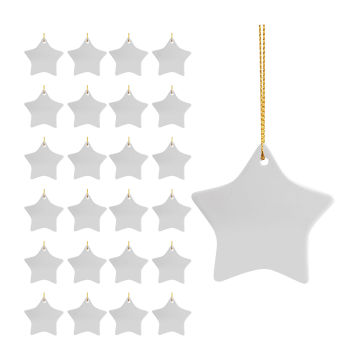 Craft Express Sublimation Printing Ornament - Ceramic Star, 3", Pkg of 25 (one enlarged to show detail)