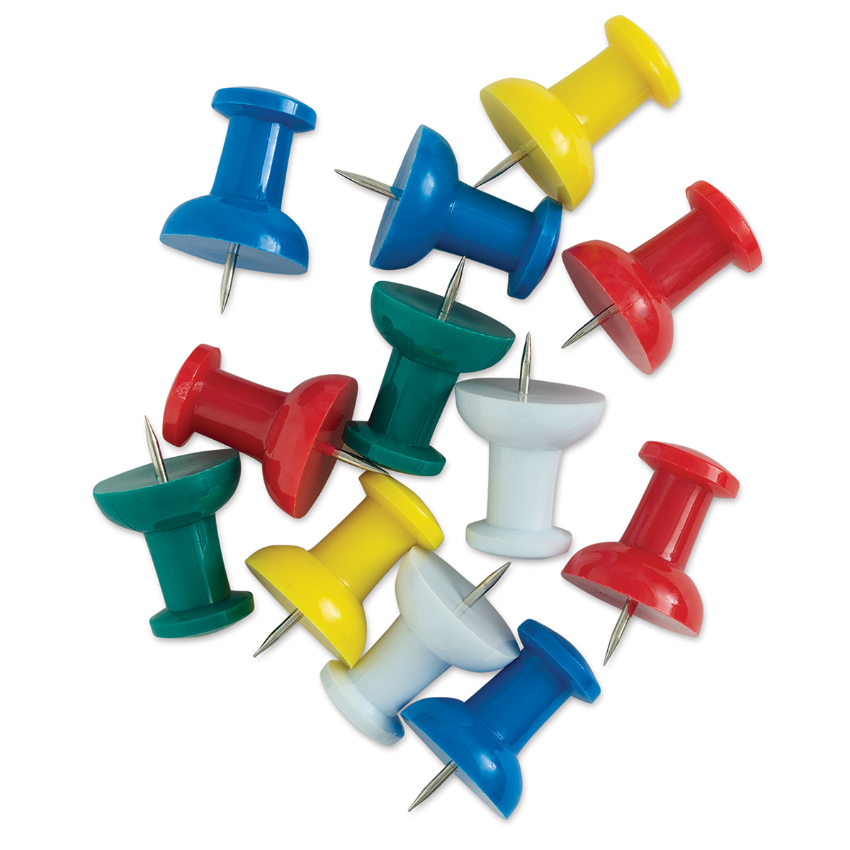 Officemate Giant Push Pins 1.5 Inch Assorted Colors Tub of 12 92902 