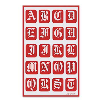 Open in modal - Armour Over ‘N’ Over Glass Etching Stencil - Old English Alphabet, Pkg of 2