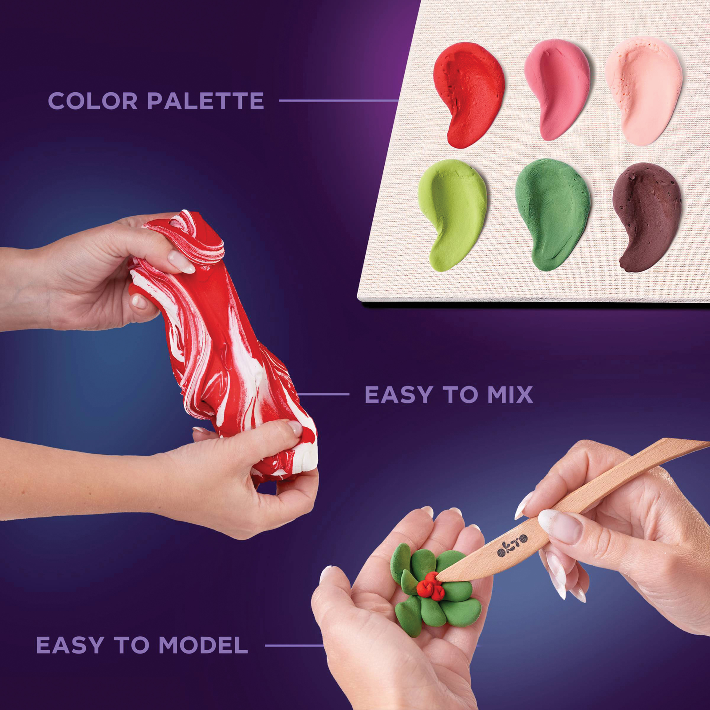 Okto Sensory Art DIY Wood & Craft Clay Kit - Succulents, Passion