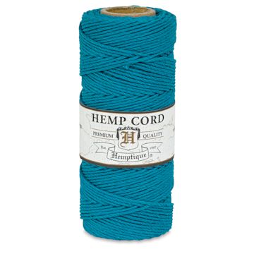 Open in modal - Hemptique Hemp Cord Spools - Front of single Turquoise spool of Hemp cord