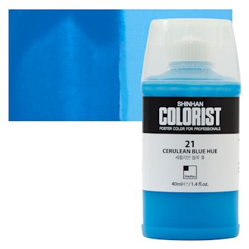 Open in modal - ShinHan Colorist Poster Color Paint - Cerulean Blue Hue, 40 ml bottle and swatch
