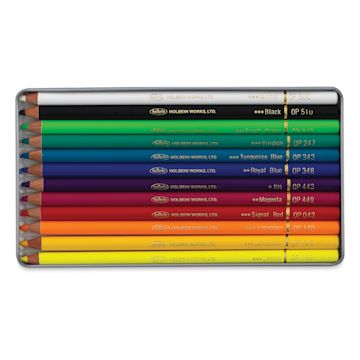 Open in modal - Holbein Artists' Colored Pencils - Design Tones, Set of 12, Tin Box