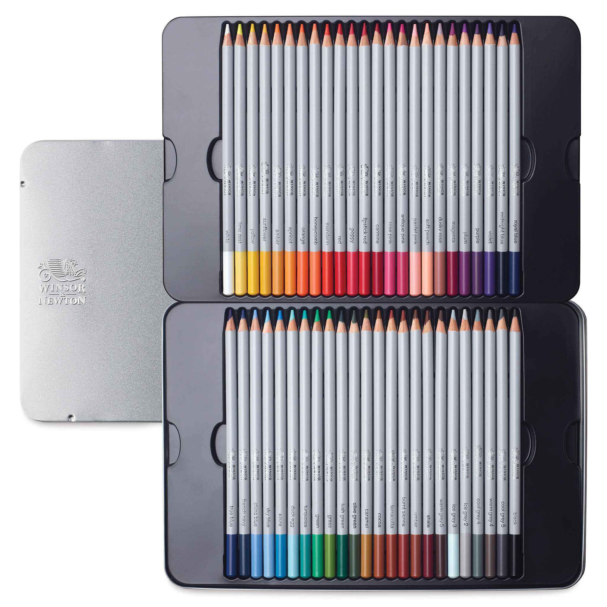 Winsor & Newton Studio Collection Colored Pencils - Set of 48, pencils inside tin case