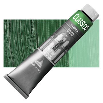 Open in modal - Maimeri Classico Oil Color - Green Lake, 200 ml tube and swatch