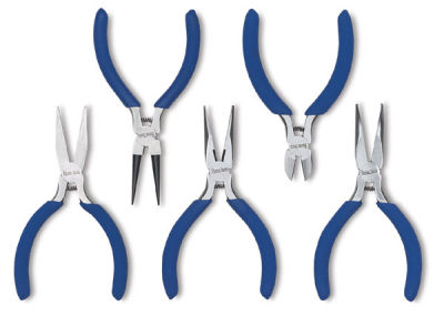 Craft Plier Set - Top view of 5 different types of pliers