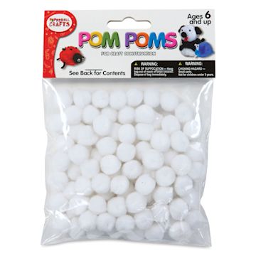 Open in modal - Pepperell Craft Pom Poms - Pkg of 100, 1", White front of packaging