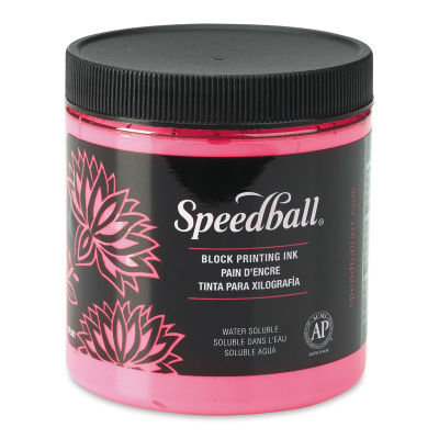 Speedball Water-Soluble Block Printing Ink - Fluorescent Hot Pink, 8 oz