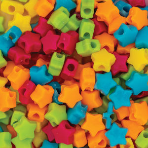 Essentials by Leisure Arts Star Beads - Assorted Colors, Opaque, 12 mm, Package of 225 (Close-up of beads)
