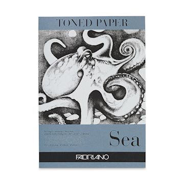 Open in modal - Fabriano Toned Paper Pad - Front of Pad of Sea Toned Paper 