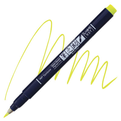 Tombow Fudenosuke Brush Pen - Yellow Neon, Hard Tip