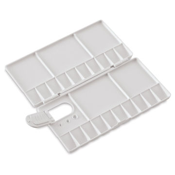 Masters International Folding Watercolor Palette - Left Angled view of opened palette with thumbhole