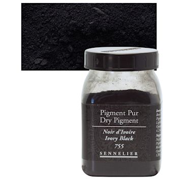 Open in modal - Sennelier Dry Pigment - Ivory Black, 120 g jar and swatch