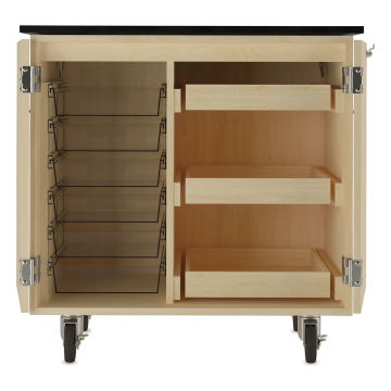 Diversified Spaces Write-n-Roll Cabinet - Maple/Clear (Front view, Cabinet open)