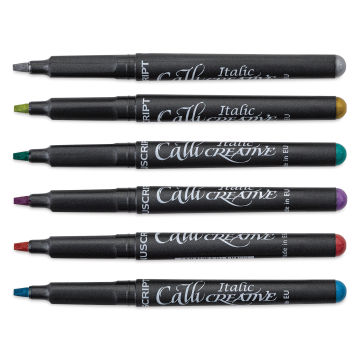 Manuscript CalliCreative Italic Marker Set - Metallic, Set of 6 out of packaging with caps removed